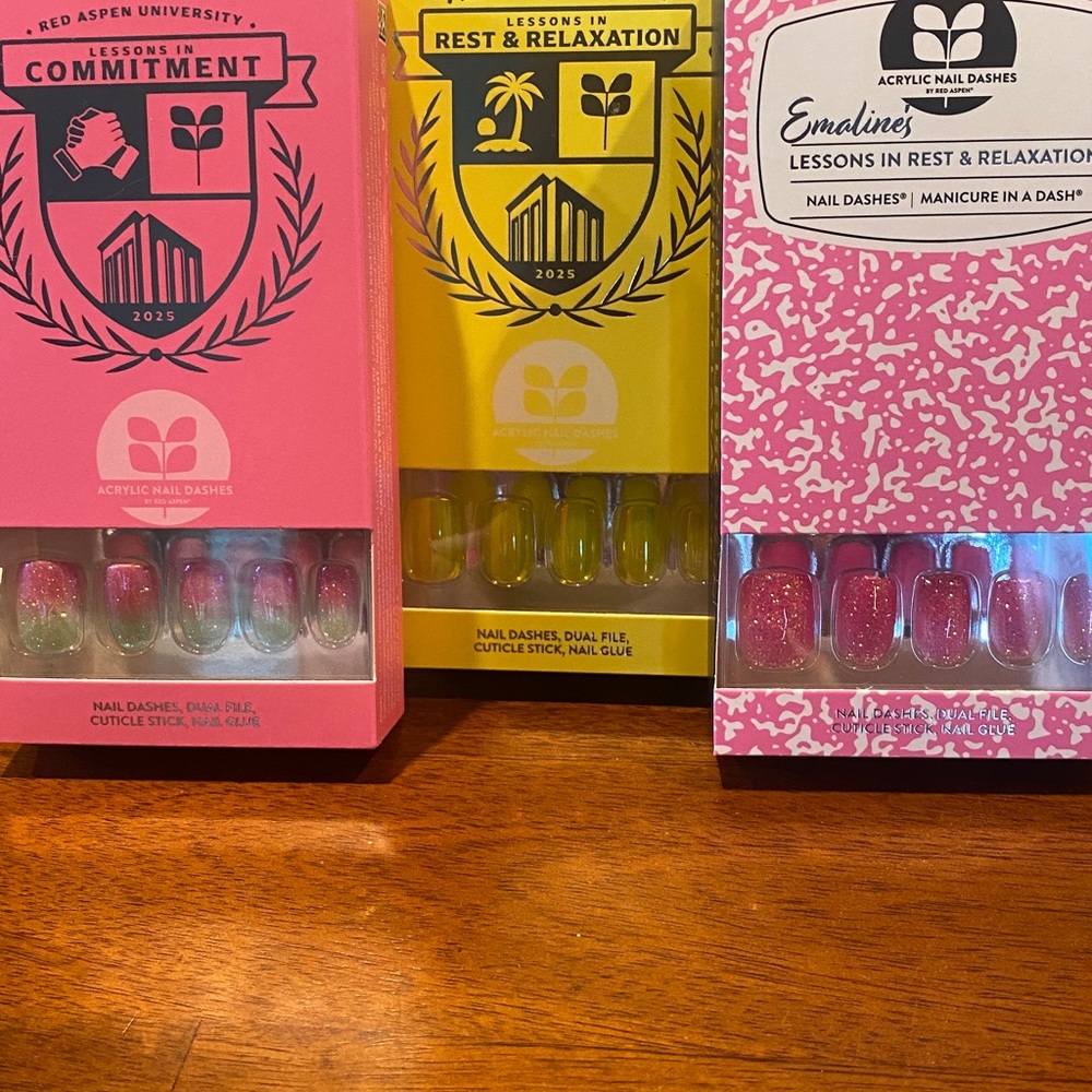Acrylic Nail Dashes, 3 sets. Brand new in boxes.